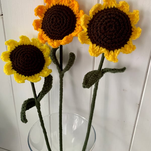 Individual handmade crochet sunflower 