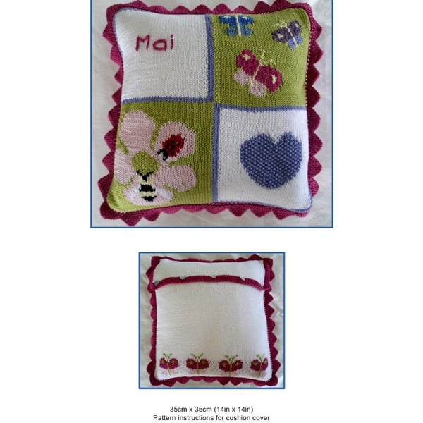 Butterflies Cushion Cover PDF Knitting Pattern