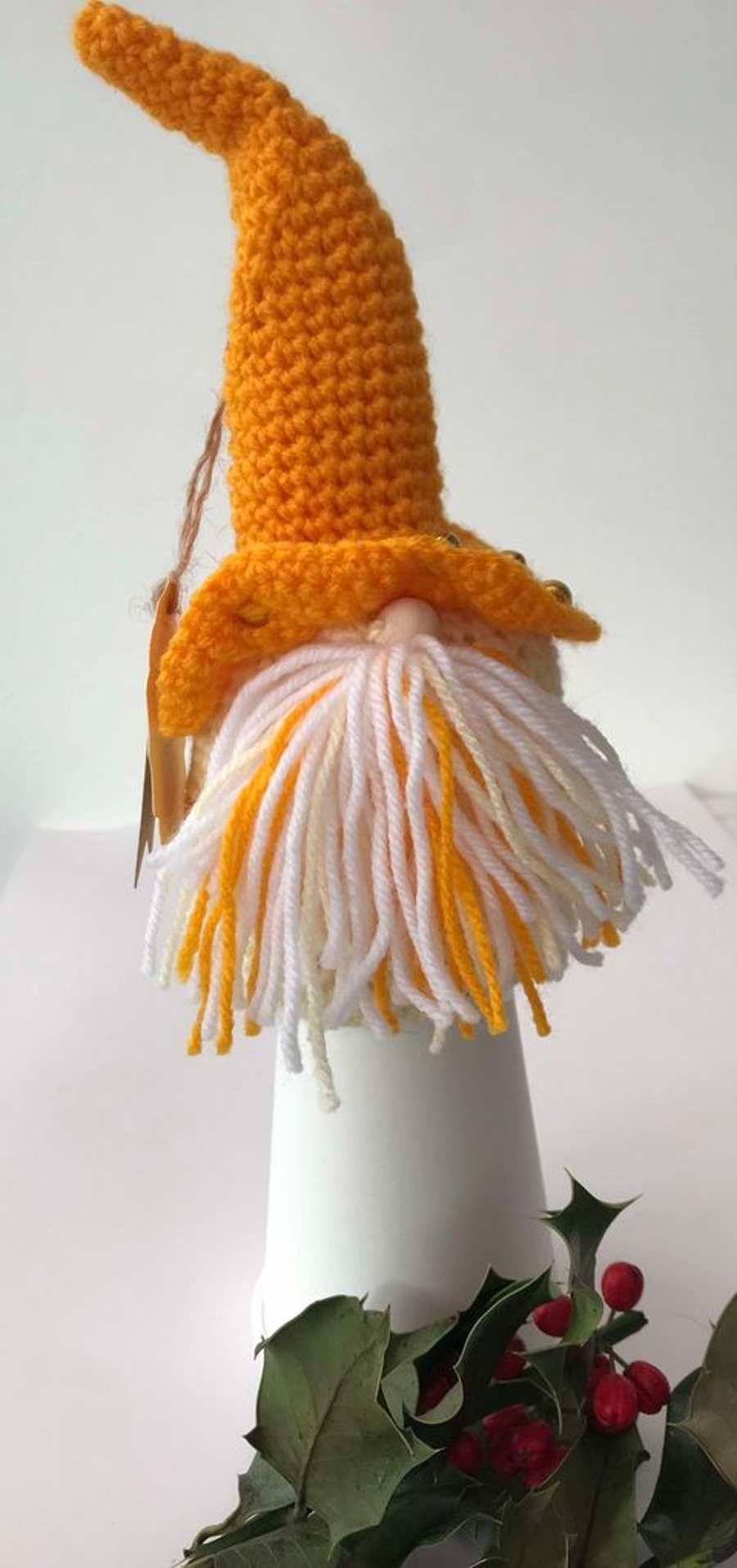 Orange yellow Gnome Hat with beads