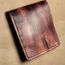 Handmade Bifold leather wallet, hand dye pattern outside, blue tan inside