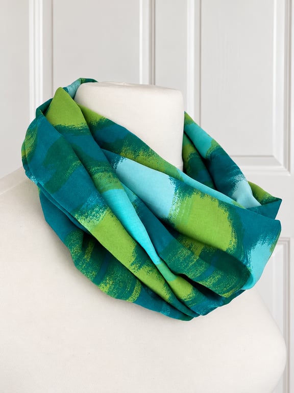 Beautiful Soft Infinity Scarf in shades of Green