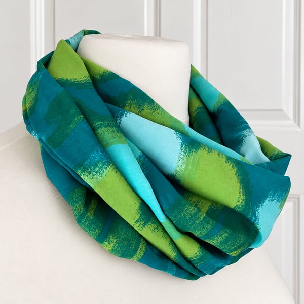 Beautiful Soft Infinity Scarf in shades of Green
