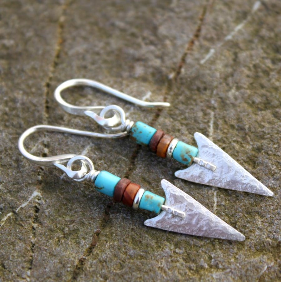 Silver  jasper and turquoise  earrings