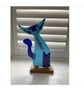 Beautiful handcrafted fused glass cat complete with a solid oak stand.