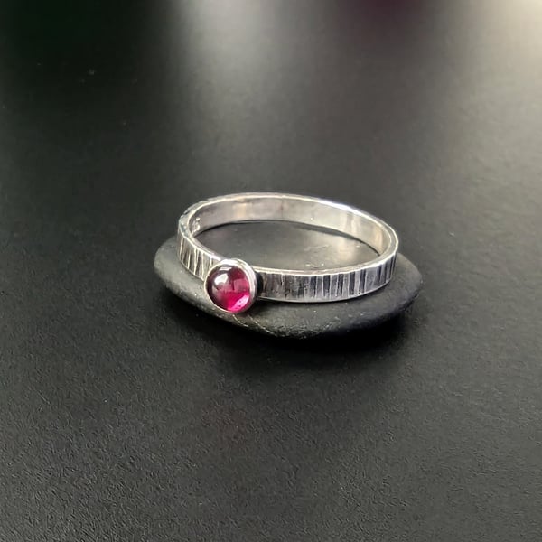 Sterling Silver Garnet Skinny Rings, Handmade Urban Jewellery Design