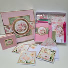 Pink Floral Stationery Set Incl. Cards, Notebooks, Stickers and Coordinating Box