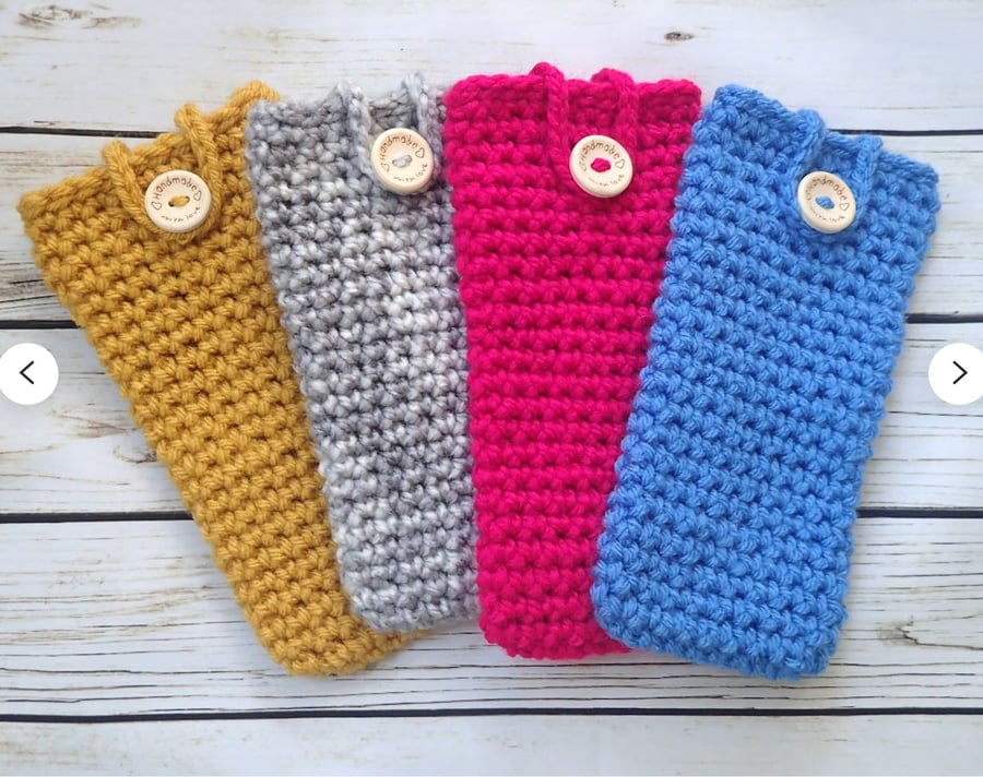 Custom Made Crochet Phone Case Sleeve to FIt Most Phones iphone Samsung etc:
