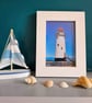 Framed Lighthouse Photo Print in White Wooden Frame Point of Ayr, Talacre 