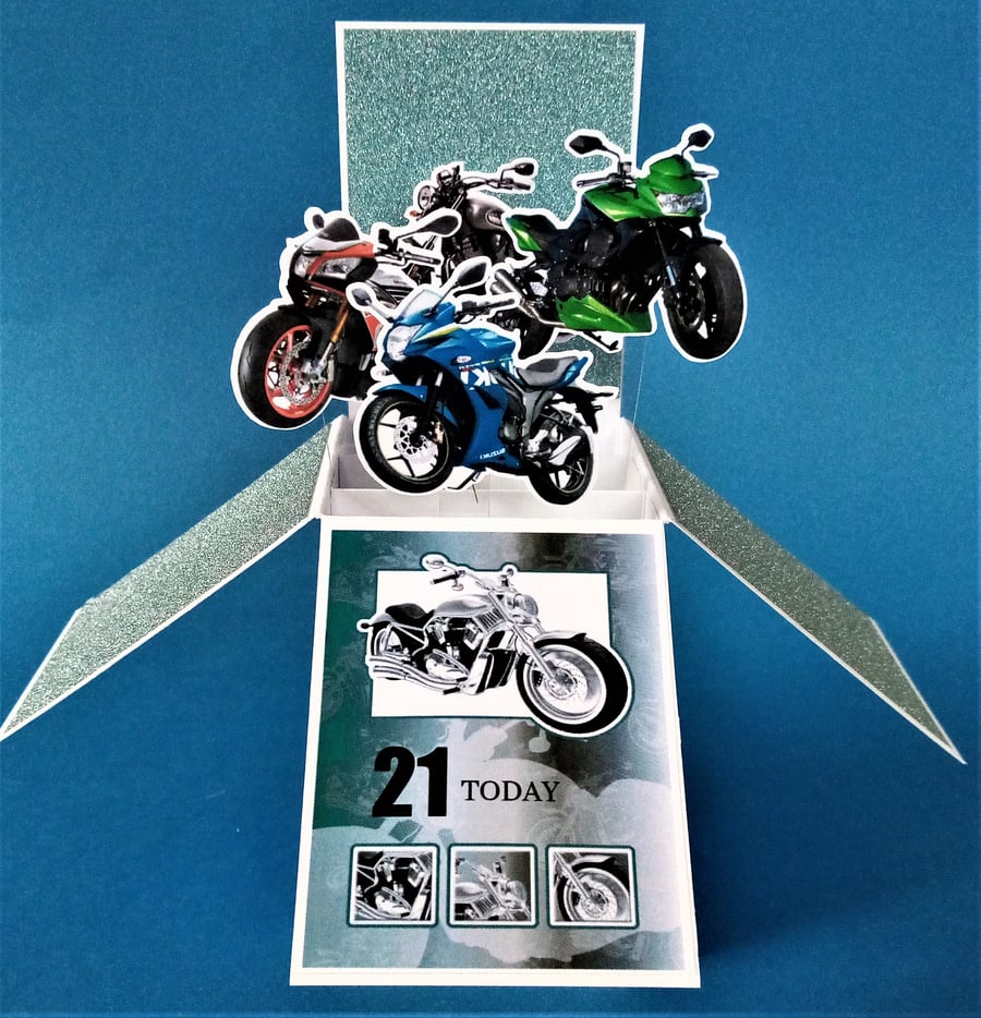 Men's 21st Birthday Card with Motorbikes