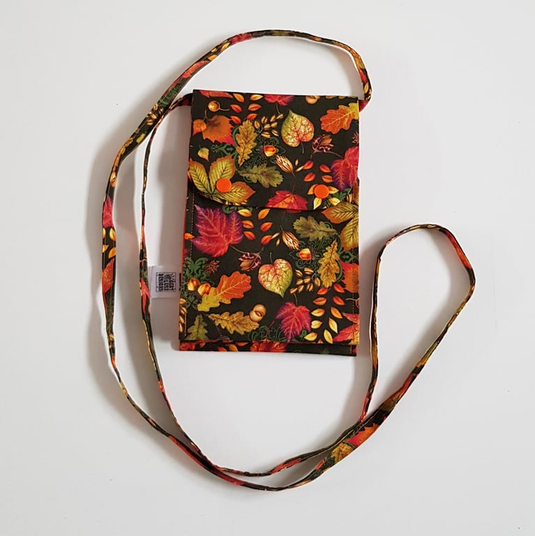 Autumn Leaves Five Pocket Cross Body Bag - Long Strap Hands Free Bag