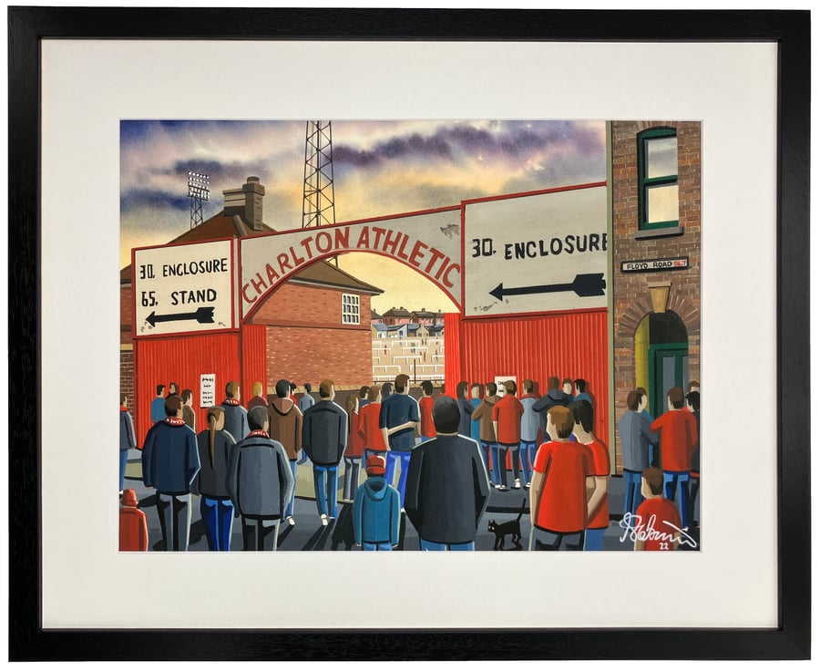 Charlton Athletic, Retro The Valley. Framed Football Art Print. 20" x 16" Frame