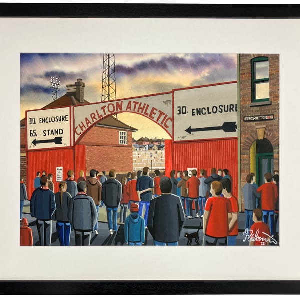 Charlton Athletic, Retro The Valley. Framed Football Art Print. 20" x 16" Frame