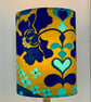 Retro 60s 70s Art Nouveau SALANGOR Textra Blue Vintage Fabric Lampshade option  - Image 2