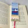 Bookmark - Seaside - patchworked and embroidered