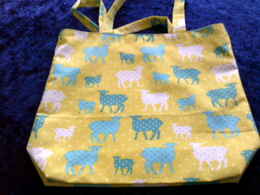Sheep on Lime Green Project Bag