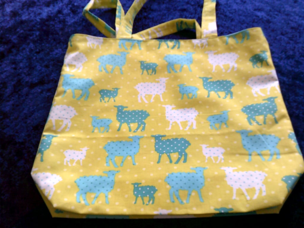 Sheep on Lime Green Project Bag