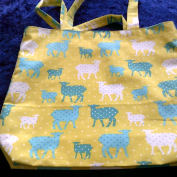 Sheep on Lime Green Project Bag