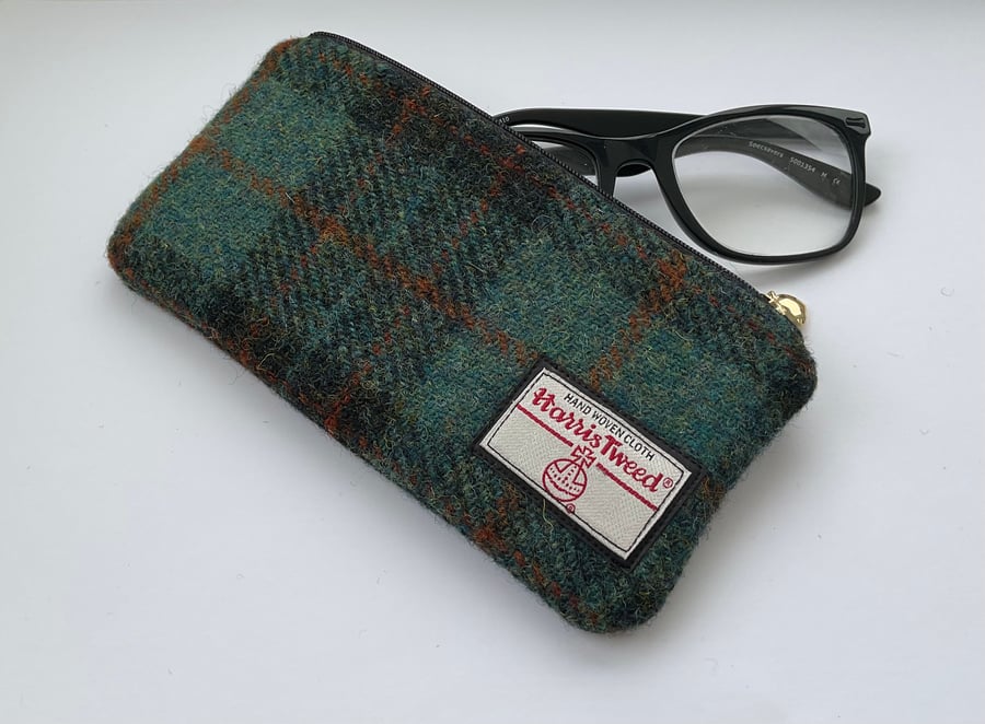 Harris Tweed Zipped Soft Glasses Case Handmade Scottish Wool Pouch