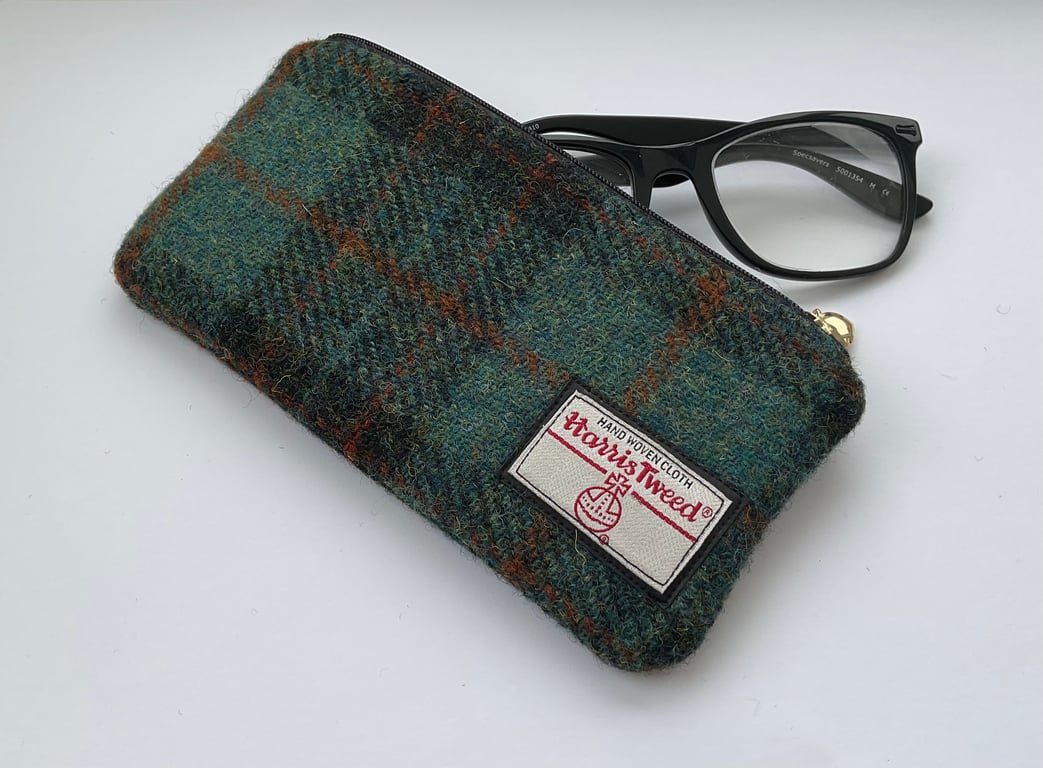 Harris Tweed Zipped Soft Glasses Case Handmade Scottish Wool Pouch