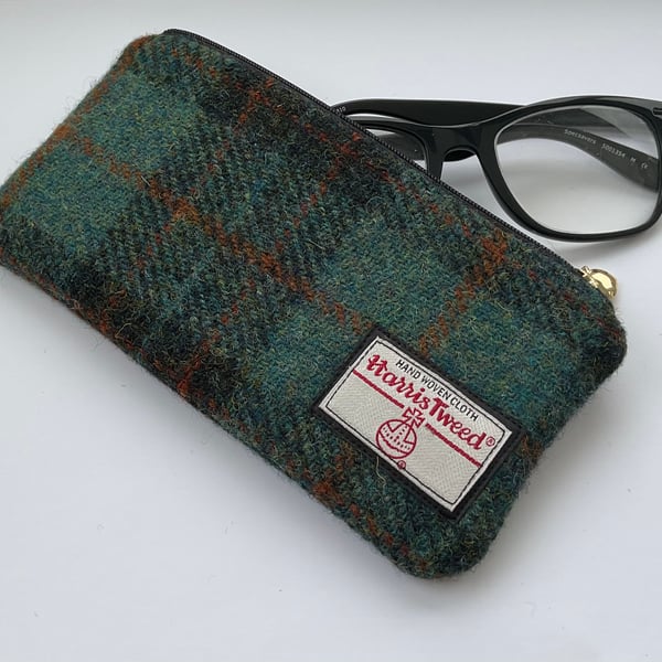 Harris Tweed Zipped Soft Glasses Case Handmade Scottish Wool Pouch