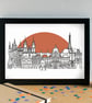 Prague Skyline Travel Art Print - Image 1