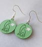 Green Cat and Butterfly with Silver Plated Earrings 
