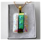 White Teal 239 Pendant Gold plated chain