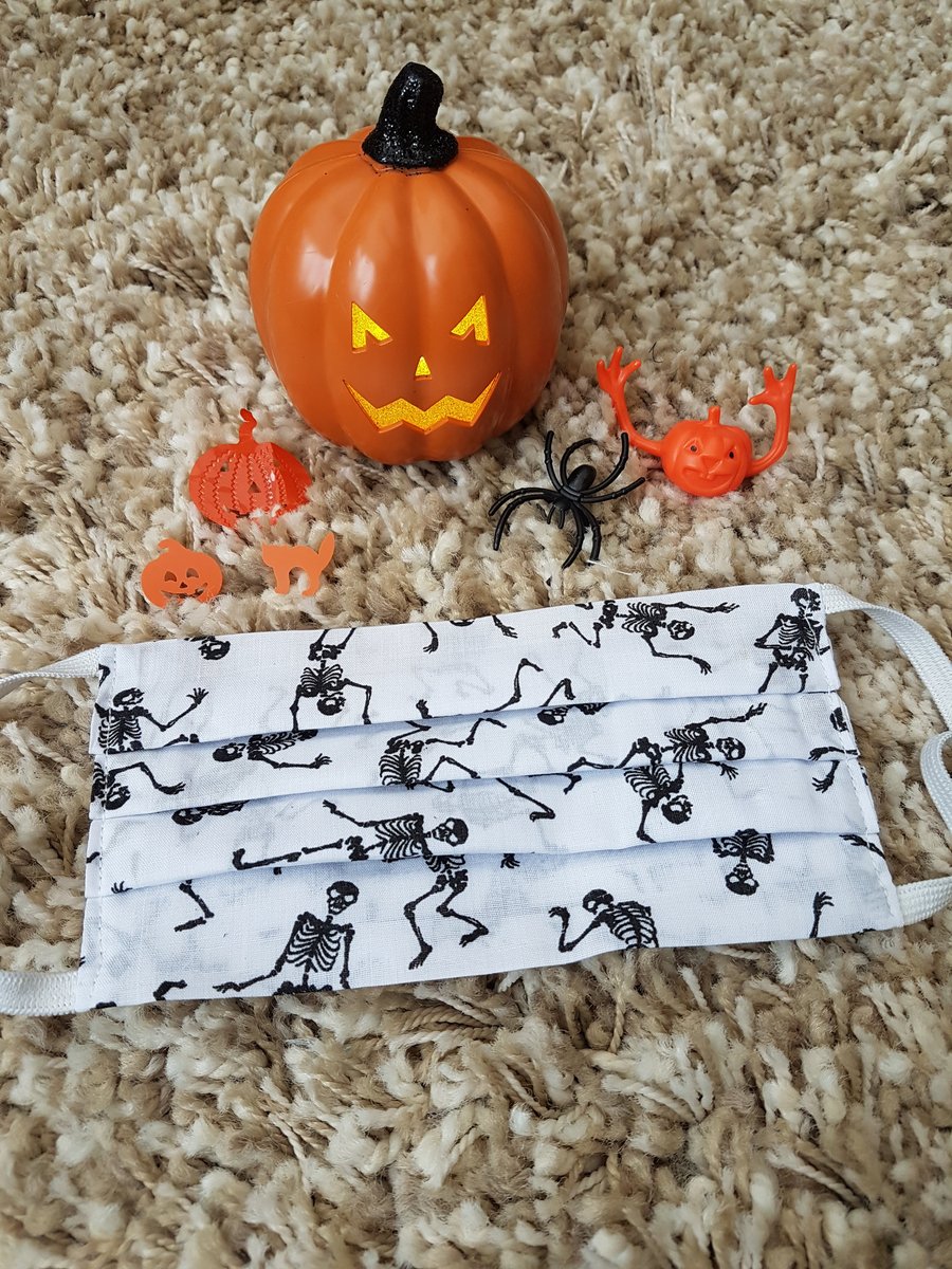 Halloween Adult face covering – Dancing Skeletons print 