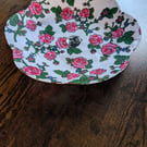 Handmade Folk Textile Bowl – Water-Resistant White Flora Fabric Trinket Dish