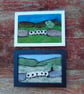 Sheep by a stonewall wool needlefelt picture.   White or Black frame - Image 2