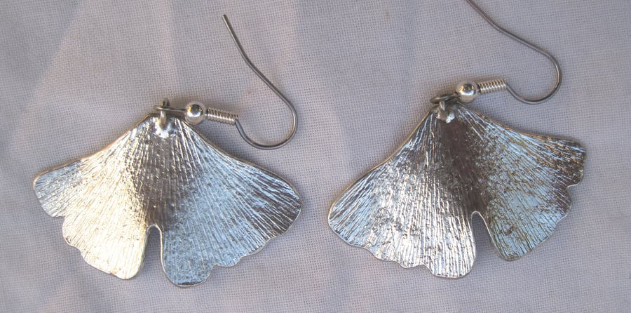 Ginko leaf pewter earrings