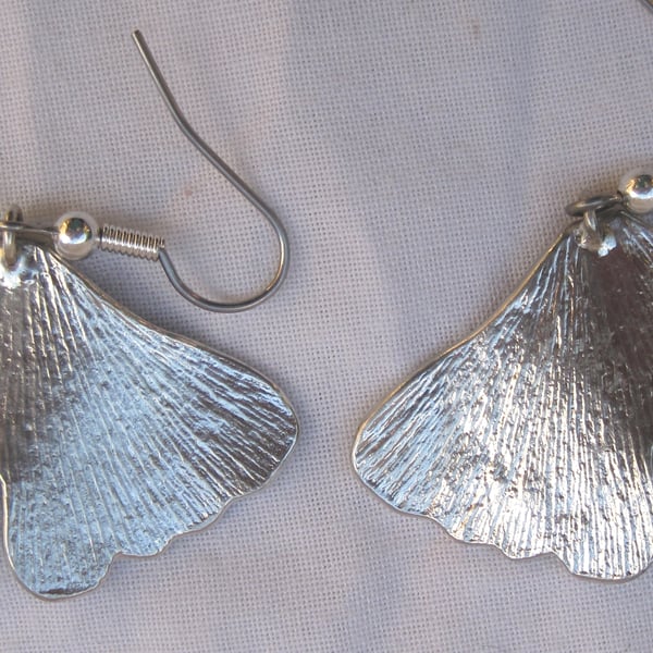 Ginko leaf pewter earrings