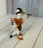 Brown White Indian Runner Duck Spun Cotton Miniature Art Doll - Image 10