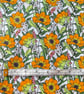 Floral Fabric Orange Green and White Flowers Retro Design New 2 metre 40 