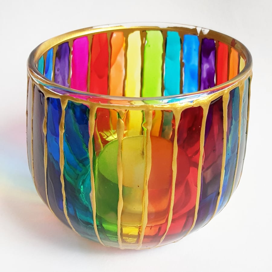 Resered for M Rainbow Tealight Holder