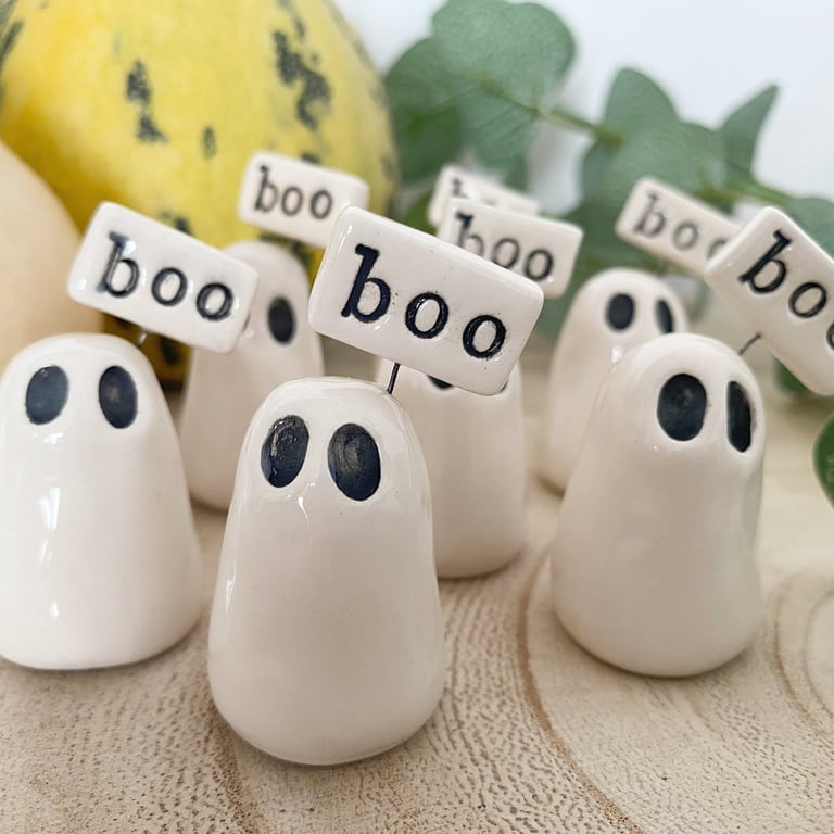 Tiny Ceramic Ghost with Boo