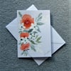 floral hand painted original art blank greetings card ( ref F 66 )