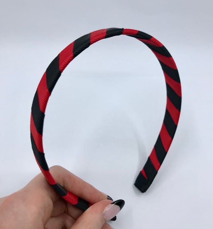 School Black and Red 1.8cm striped Hairband