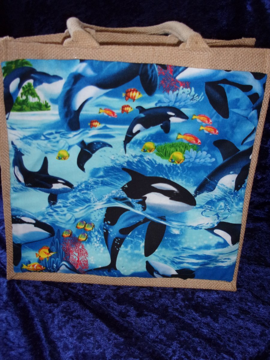 Jute Bag with Killer Whales