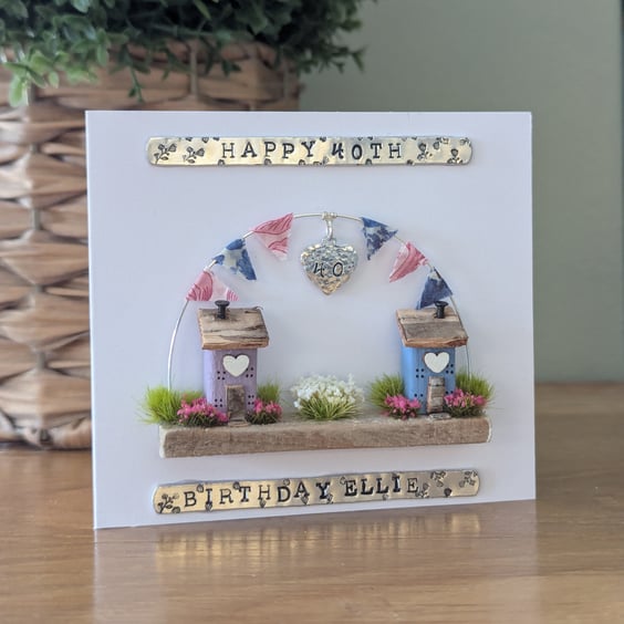 Personalised Birthday Card With Removable Wooden Cottage Gift