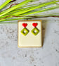 Red Heart and Lime Green Earrings