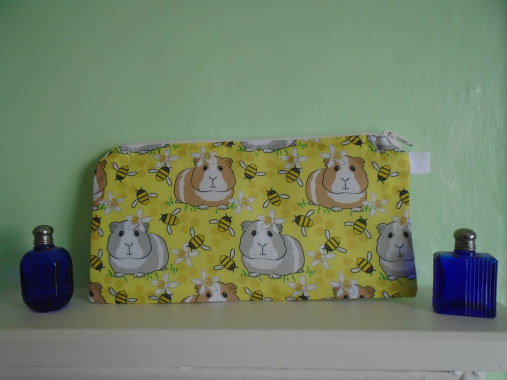 Bee & Guinea Pigs Pencil Case or Small Make Up Bag 