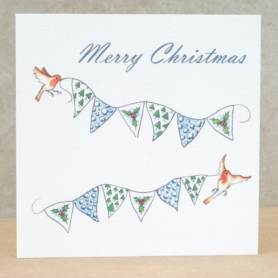 Christmas Card Robin Bunting Eco Friendly