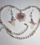 Upcycled Pink Flower Necklace And Earrings  - Image 2