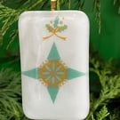 Unique Handcrafted Christmas Bauble Card with Artisan Fused Glass Tree Decoratio