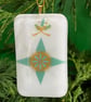 Unique Handcrafted Christmas Bauble Card with Artisan Fused Glass Tree Decoratio