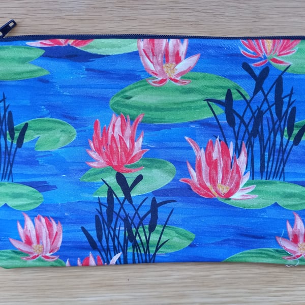 Water Lily Storage pouch - ideal gift  make up bag