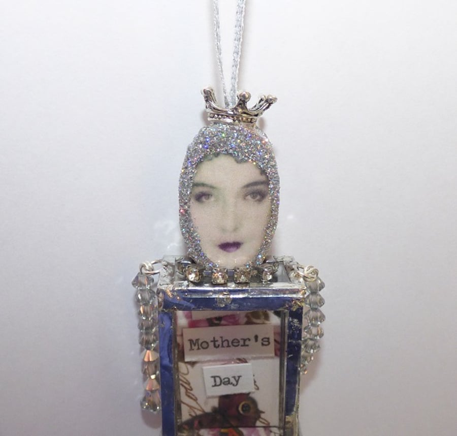 SALE Silver Mother's Day assemblage doll
