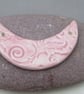 Shell Pink Brocade Ceramic Crescent Bib Pendant - Image 1