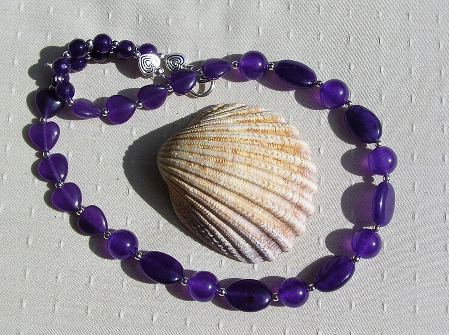 Purple Amethyst Gemstone Beaded Statement Chakra Necklace "Sweet Violet"